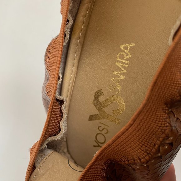 Yosi Samra Ballet Flats Tan Leather Snakeskin Print Women's Size 7 Foldable - Picture 5 of 7